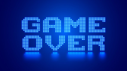design of game over message pixel art 8 bit vector image