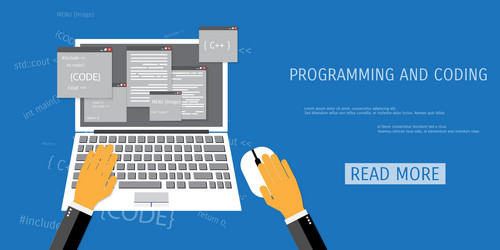 flat concept of programming and coding vector image