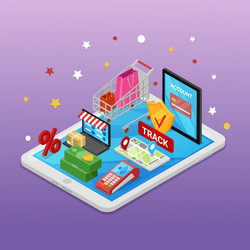 Mobile shopping e-commerce online supermarket vector