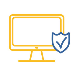 monitor with shield and check mark icon security vector image