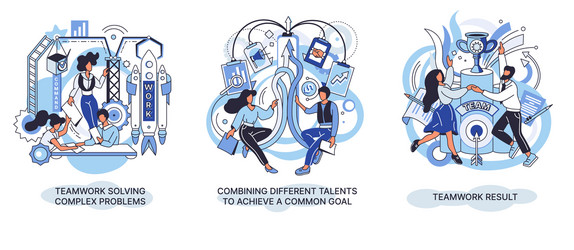 teamwork result solving complex problems vector image