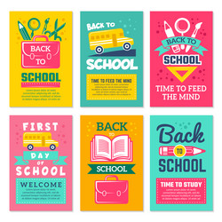 cards with schools symbols back to school vector