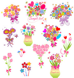 Colorful Floral Bouquet Set Vector Image