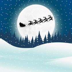 santa claus rides reindeer in a sleigh sled Vector Image
