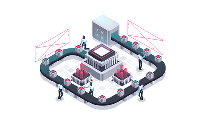 Technology isometric infographic design vector