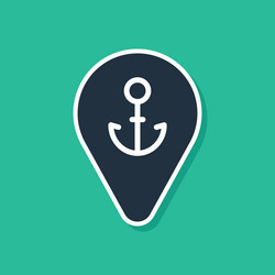 blue map pointer with anchor icon isolated vector image