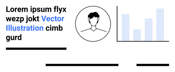 minimalistic headshot with text and bar graph vector image