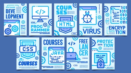 Program coding advertising posters set vector