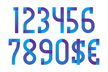 Blue violet numbers with dollar and euro symbols vector