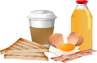 Breakfast set with break and juice vector