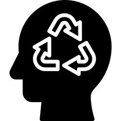 head with recycling symbol inside icon earth day vector