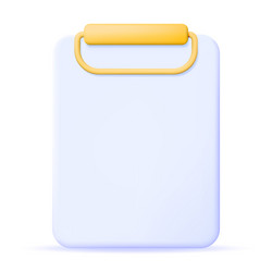Realistic 3d clipboard with empty paper sheet vector