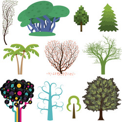 set of trees in different styles vector