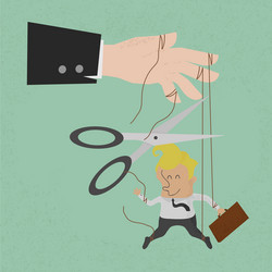 cutting the strings of a business man puppet vector image