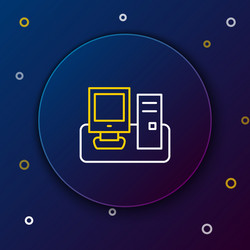 line computer monitor with keyboard and mouse icon vector image