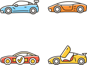 Race car models rgb color icons set vector