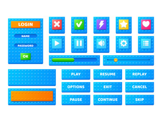 set game menu elements block toy texture interface vector image