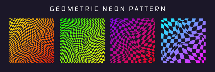 groovy checkered pattern colorful distorted tiled vector image