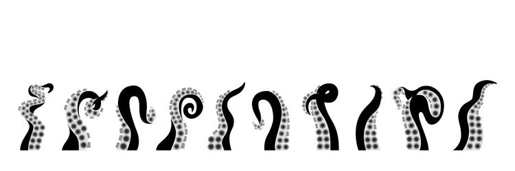 Tentacle octopus set Royalty Free Vector Image