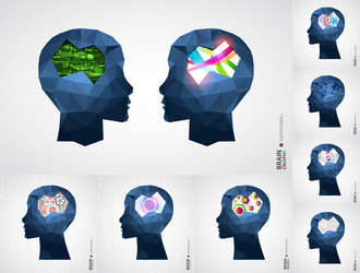 collection of seven android heads image vector image