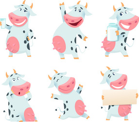 Cute Milk Cow Cartoon Vector Image