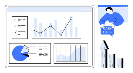 data analysis with graphs and charts vector image