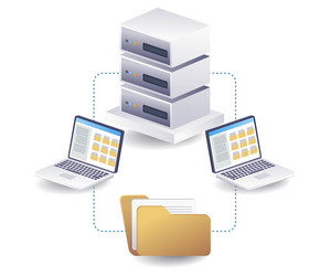 data transfer between computers server concept vector image