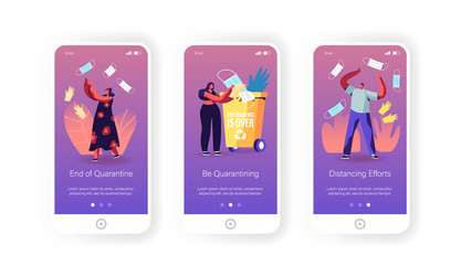 end quarantine mobile app page onboard screen vector
