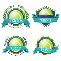 set of tennis sport icons with ribbons laurel vector