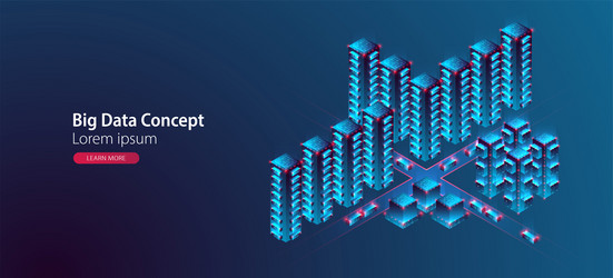 smart city isometric big data concept database vector image