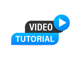 video tutorials button icon emblem label stock vector image