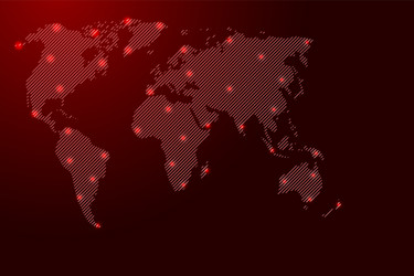 World map from red pattern slanted parallel lines vector