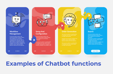 collection examples of chatbot functions vertical vector image