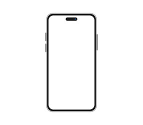 latest smartphone silver frame white display vector