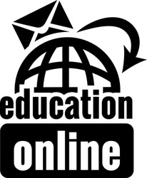 Black online education icon vector