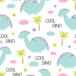 Cute dino seamless pattern vector