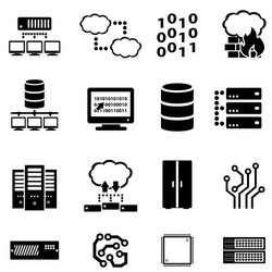 data computer and cloud computing icons vector image