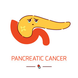 Pancreatic cancer medical poster in cartoon style vector