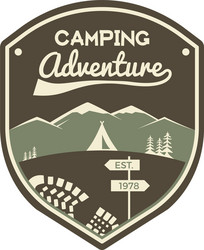 Winter Camping Badge - Mountain Adventure Vector Image