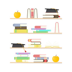 cartoon education concept book shelf set vector