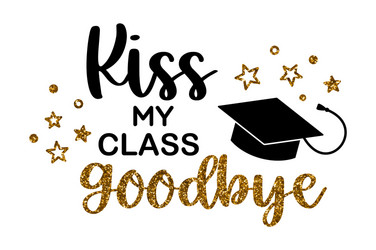 Graduation word with graduate cap black and gold Vector Image