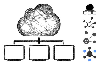 linear cloud network hierarchy mesh vector image