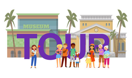 Inscription tour tourist banner guide vector