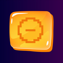 minus glossy ui button with pixelated icon vector image