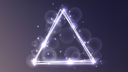 neon triangular frame with shining effects vector image