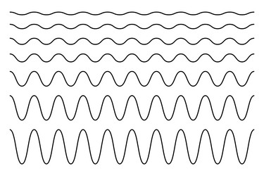 Set of horizontal wavy lines undulate borders vector