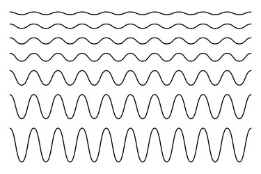 set of horizontal wavy lines undulate borders vector