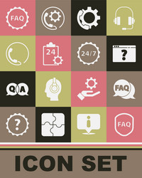 set shield with text faq speech bubble browser vector image
