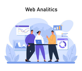 web analytics highlighted team of three vector image