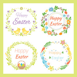 happy easter hand drawn badge with lettering Vector Image